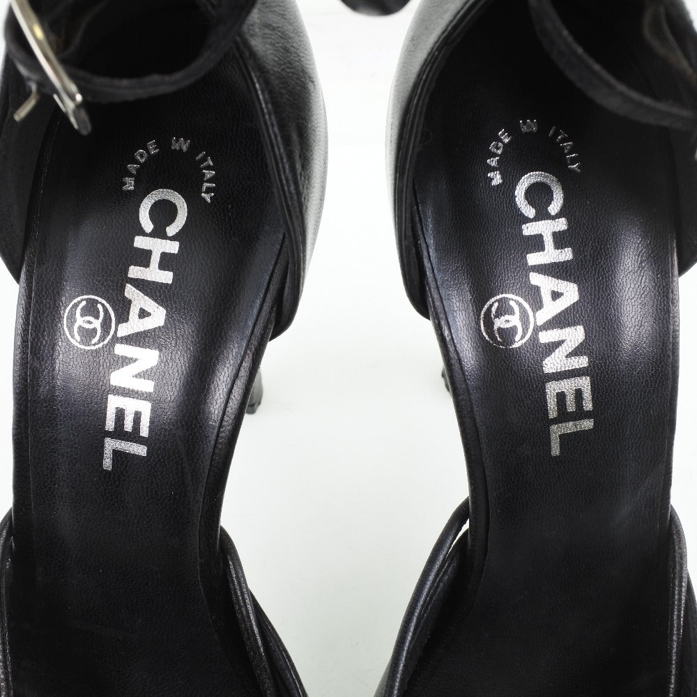 CHANEL pumps Calfskin black Women 36 1/2 Used Authentic