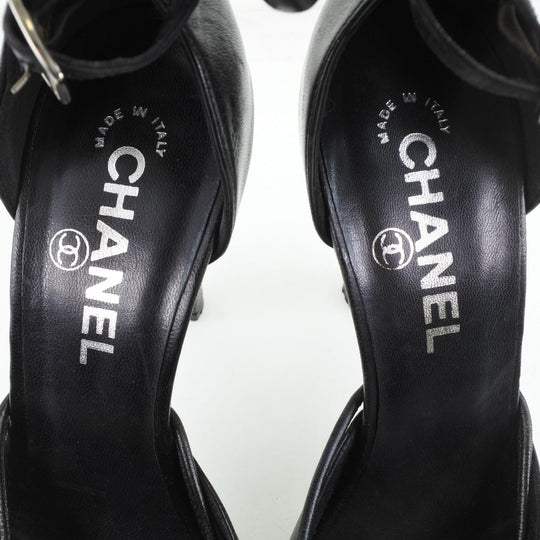 CHANEL pumps Calfskin black Women 36 1/2 Used Authentic
