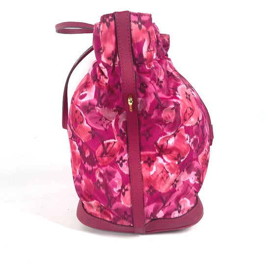 LOUIS VUITTON Tote Bag M94313 Leather / nylon pink Ikat Flower Floral Pattern Noeful MM Women Used Authentic