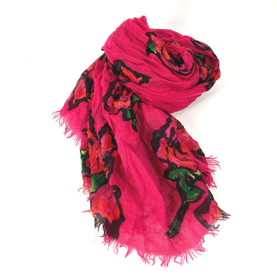 LOUIS VUITTON Stall M72379 Cashmere, Silk pink Shawl fringe Etoll rose graffiti Women Used Authentic