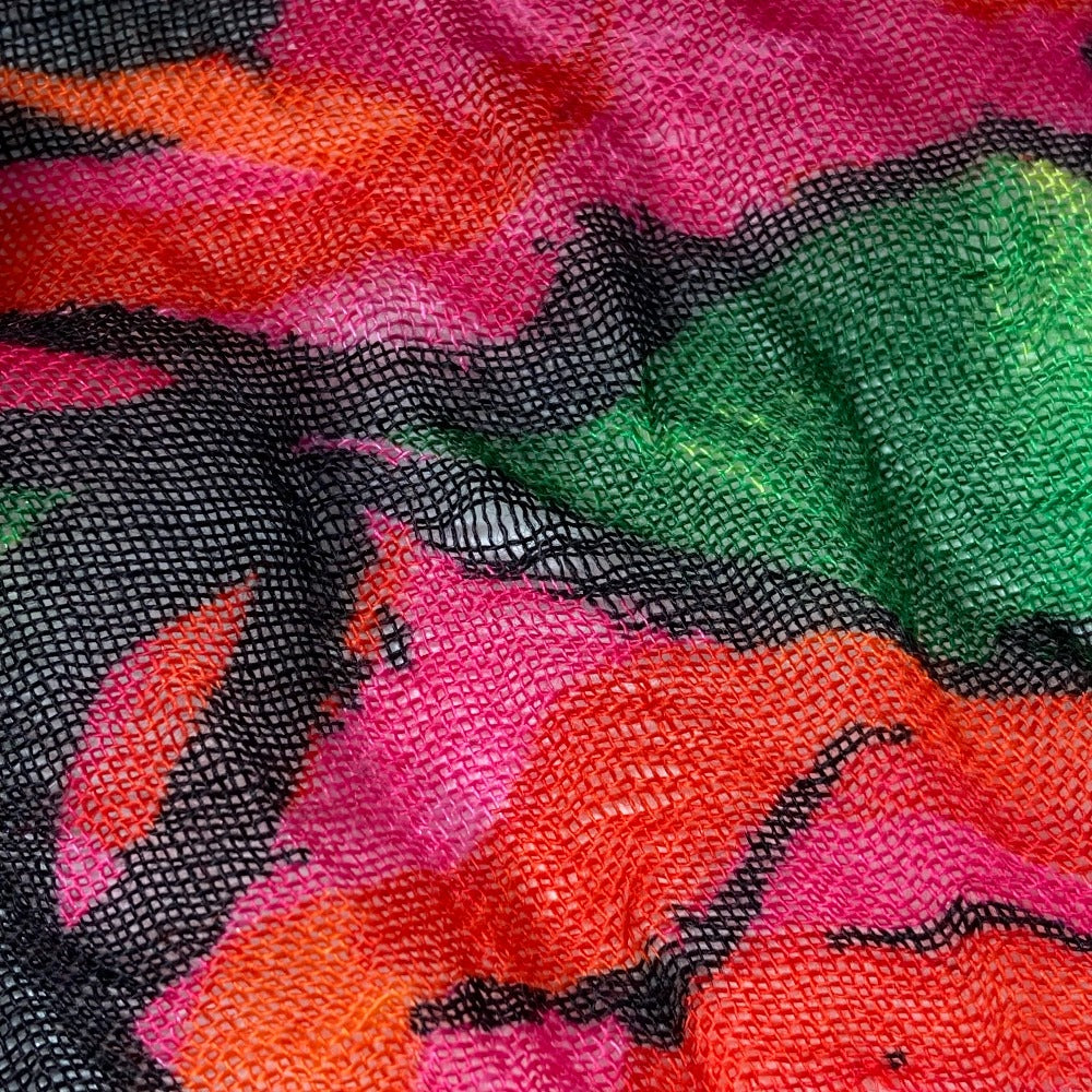 LOUIS VUITTON Stall M72379 Cashmere, Silk pink Shawl fringe Etoll rose graffiti Women Used Authentic