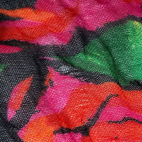 LOUIS VUITTON Stall M72379 Cashmere, Silk pink Shawl fringe Etoll rose graffiti Women Used Authentic