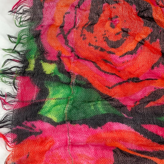 LOUIS VUITTON Stall M72379 Cashmere, Silk pink Shawl fringe Etoll rose graffiti Women Used Authentic