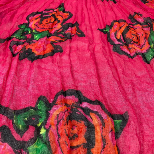 LOUIS VUITTON Stall M72379 Cashmere, Silk pink Shawl fringe Etoll rose graffiti Women Used Authentic