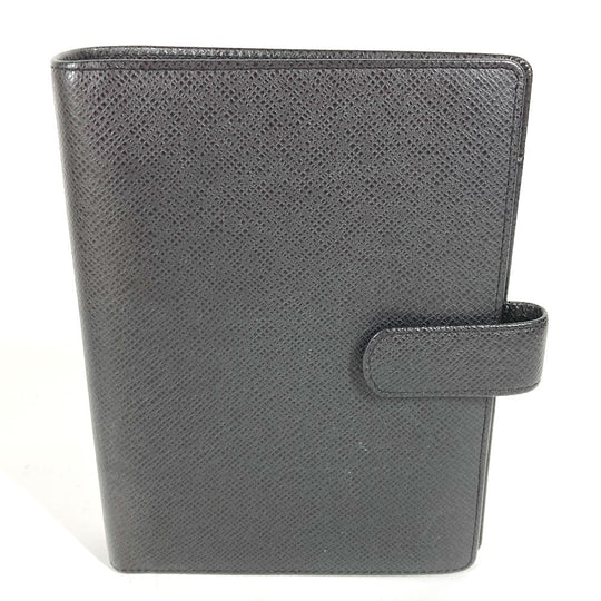 LOUIS VUITTON Notebook cover R20222 Taiga Leather black Taiga Agenda MM mens Used Authentic