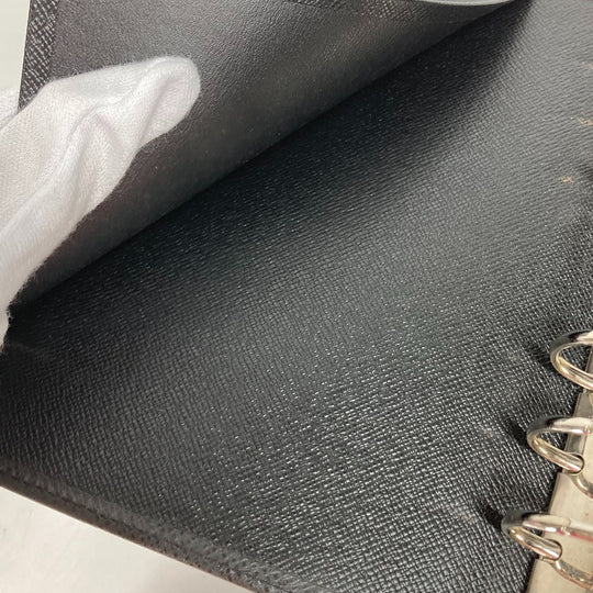 LOUIS VUITTON Notebook cover R20222 Taiga Leather black Taiga Agenda MM mens Used Authentic
