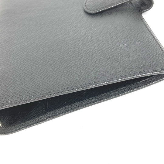 LOUIS VUITTON Notebook cover R20222 Taiga Leather black Taiga Agenda MM mens Used Authentic