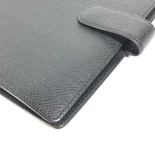 LOUIS VUITTON Notebook cover R20222 Taiga Leather black Taiga Agenda MM mens Used Authentic