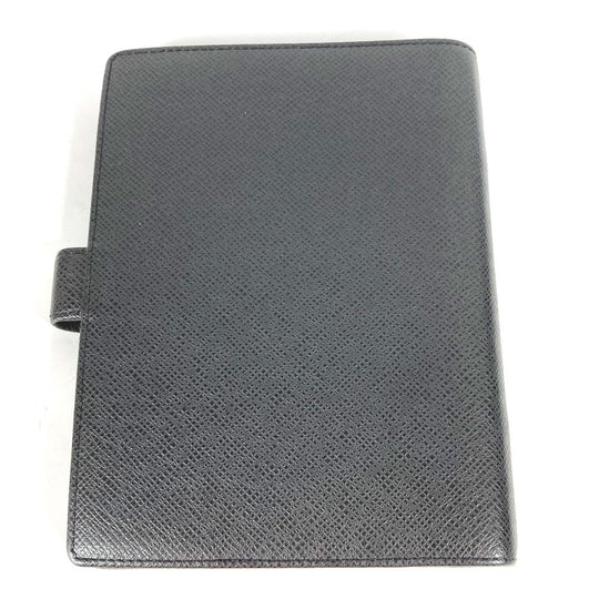 LOUIS VUITTON Notebook cover R20222 Taiga Leather black Taiga Agenda MM mens Used Authentic