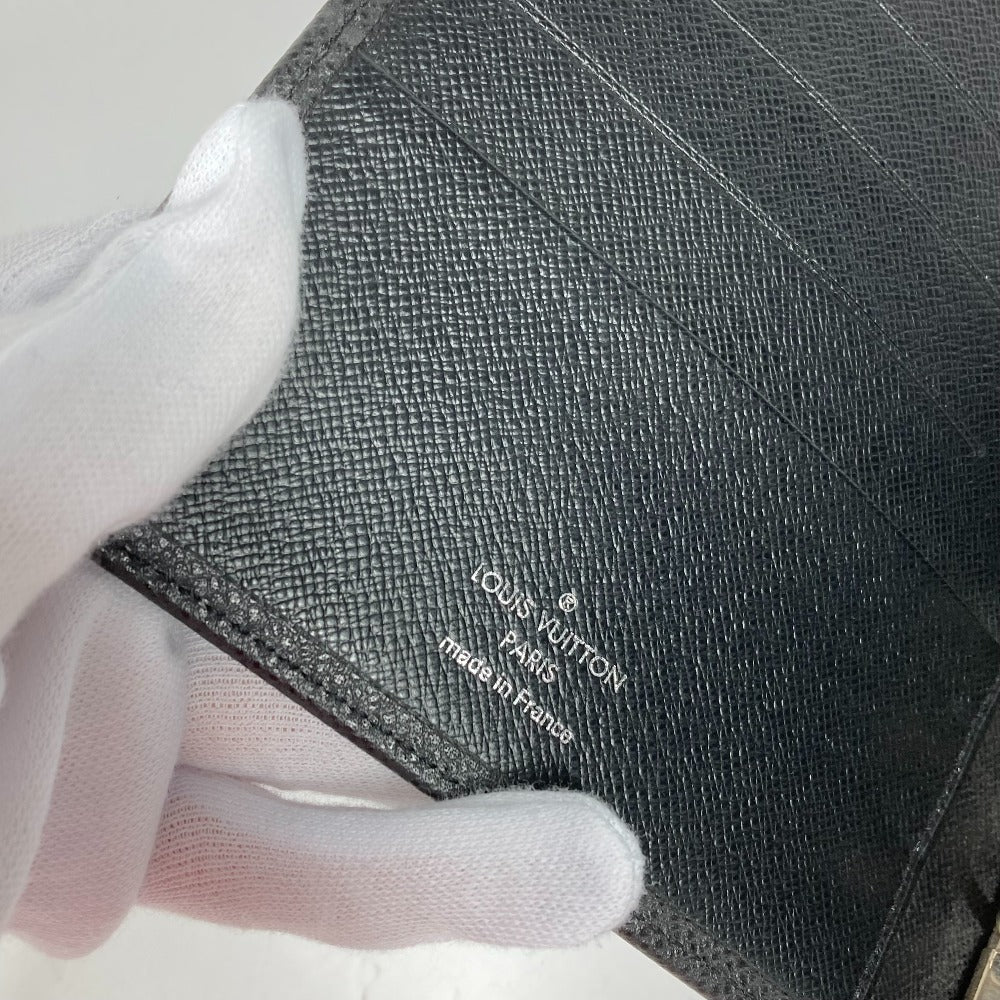 LOUIS VUITTON Notebook cover R20222 Taiga Leather black Taiga Agenda MM mens Used Authentic