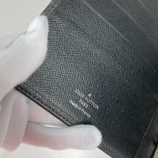 LOUIS VUITTON Notebook cover R20222 Taiga Leather black Taiga Agenda MM mens Used Authentic