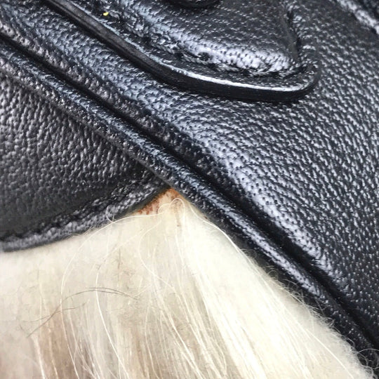 LOUIS VUITTON Handbag M94261 Buffalo leather black fur Trans Siberian PM Women Used Authentic