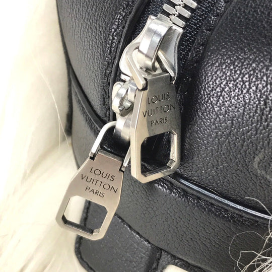 LOUIS VUITTON Handbag M94261 Buffalo leather black fur Trans Siberian PM Women Used Authentic