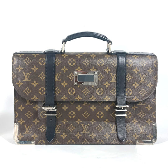 LOUIS VUITTON Business bag M92292 Monogram canvas Brown Monogram macacer Rally mens Used Authentic