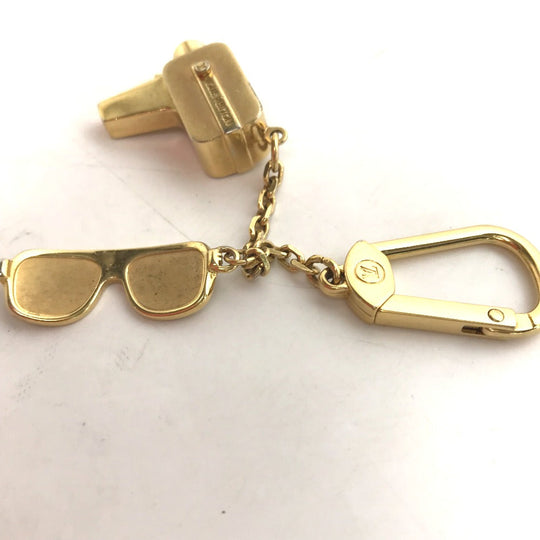LOUIS VUITTON key ring M65383 metal gold Porte Cour Cannes mens Used Authentic
