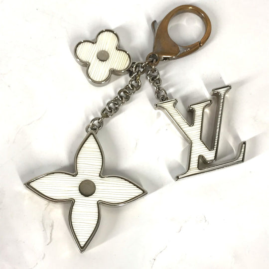 LOUIS VUITTON key ring M65085 metal white Epi Bijoux Sac Fleur Duepi Women Used Authentic