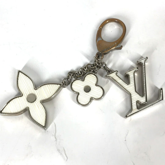 LOUIS VUITTON key ring M65085 metal white Epi Bijoux Sac Fleur Duepi Women Used Authentic