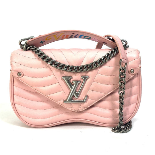 LOUIS VUITTON Shoulder Bag M51944 leather pink Crossbody New Wave Chain Bag MM Women Used Authentic