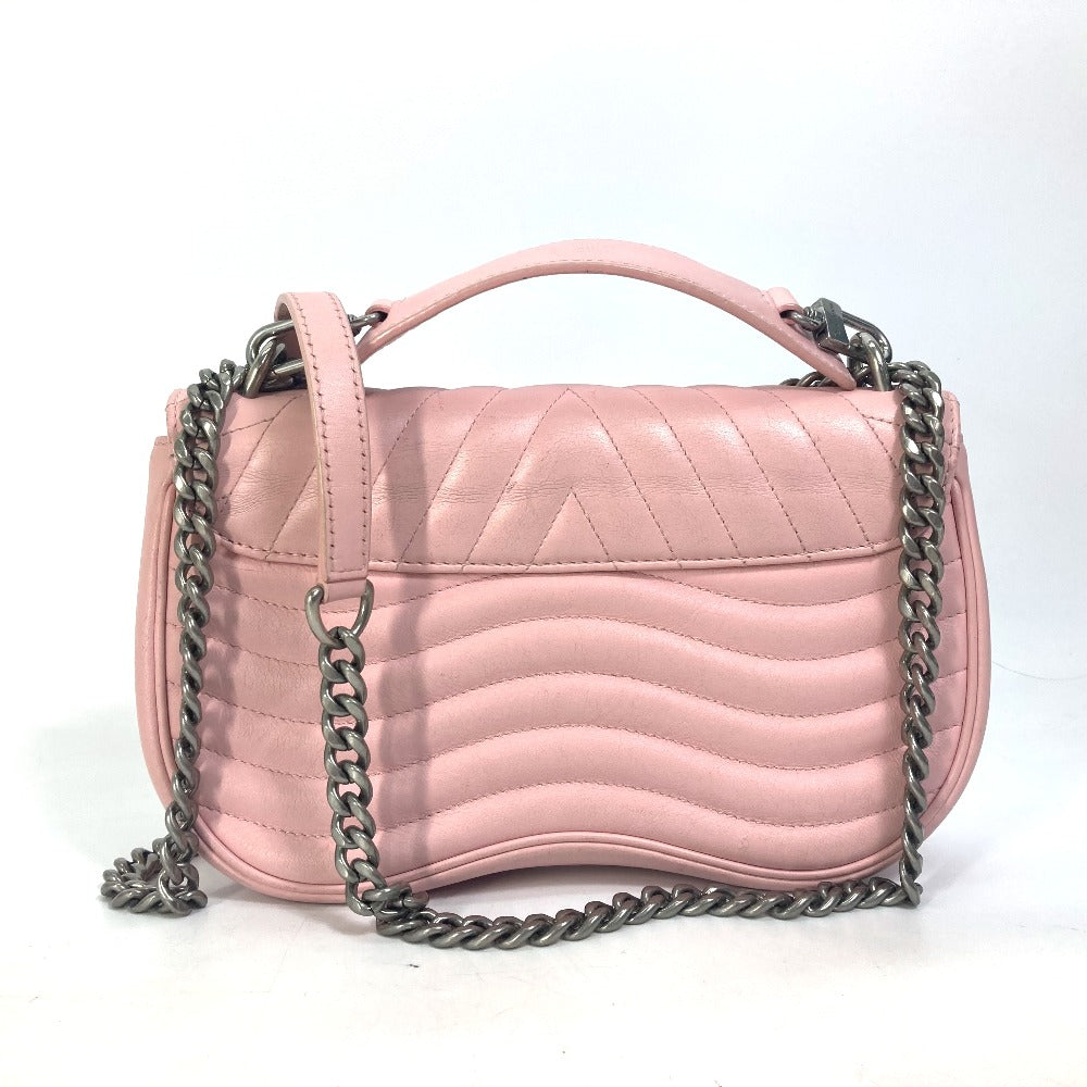 LOUIS VUITTON Shoulder Bag M51944 leather pink Crossbody New Wave Chain Bag MM Women Used Authentic