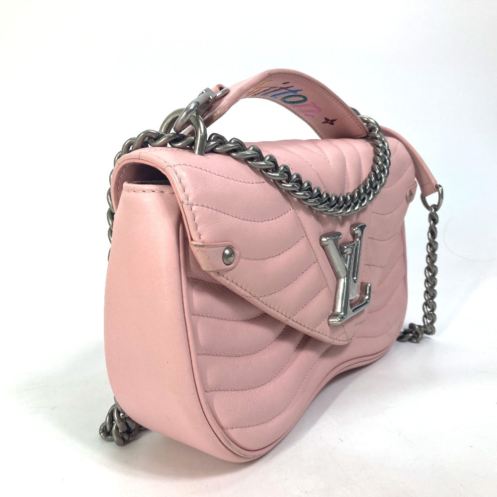 LOUIS VUITTON Shoulder Bag M51944 leather pink Crossbody New Wave Chain Bag MM Women Used Authentic