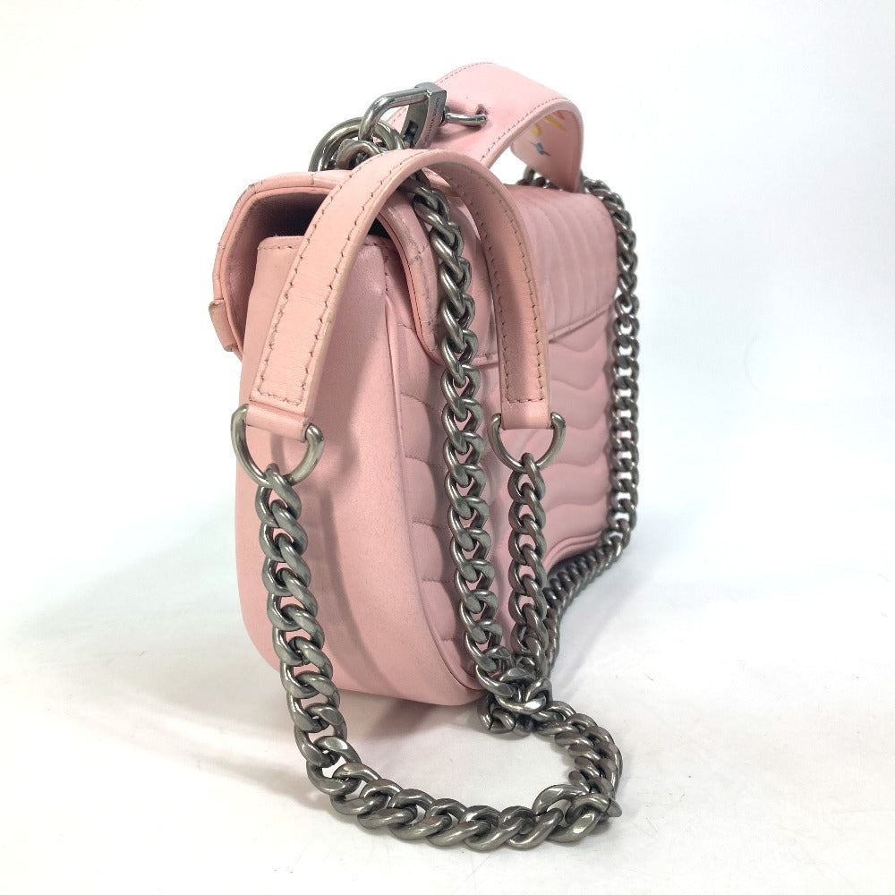 LOUIS VUITTON Shoulder Bag M51944 leather pink Crossbody New Wave Chain Bag MM Women Used Authentic