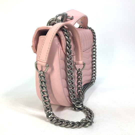 LOUIS VUITTON Shoulder Bag M51944 leather pink Crossbody New Wave Chain Bag MM Women Used Authentic