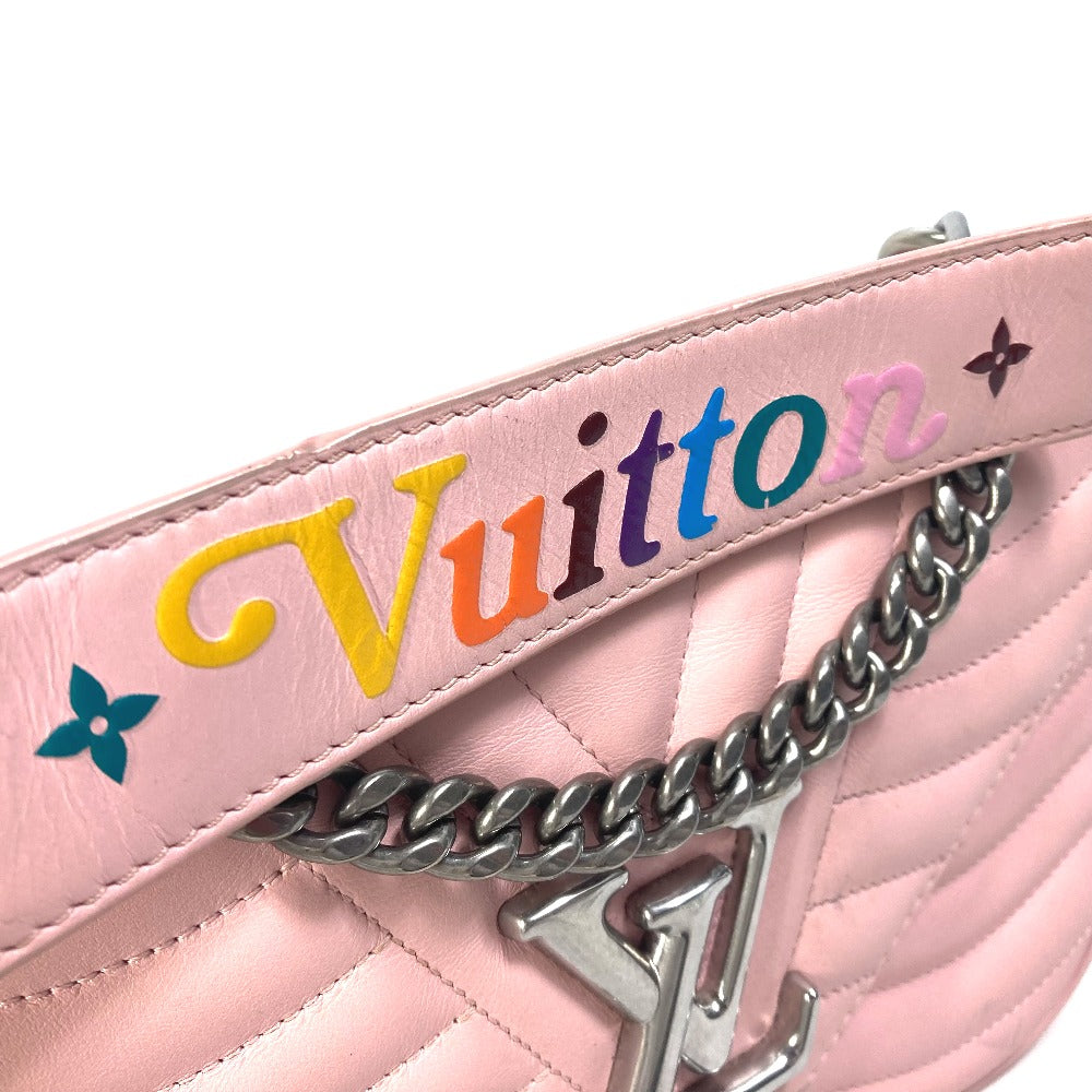 LOUIS VUITTON Shoulder Bag M51944 leather pink Crossbody New Wave Chain Bag MM Women Used Authentic