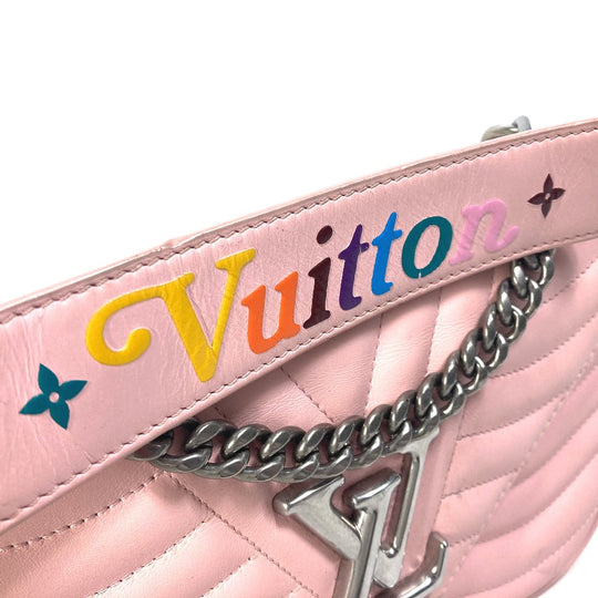 LOUIS VUITTON Shoulder Bag M51944 leather pink Crossbody New Wave Chain Bag MM Women Used Authentic