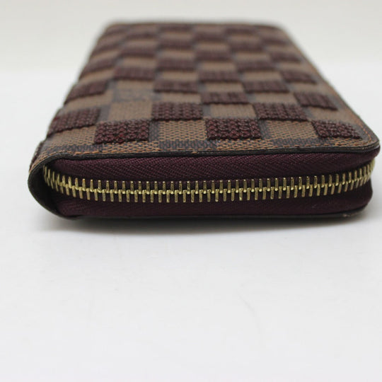 LOUIS VUITTON Long Wallet Purse N63174 Damier Canvas / Sequin Rouge Damier Payette Zippy wallet Women Used Authentic