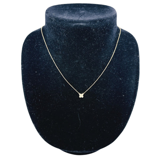 AHKAH Necklace BF554 K18YG, Diamond gold 0.07ct diamond Flower Pav Necklace Women Used Authentic