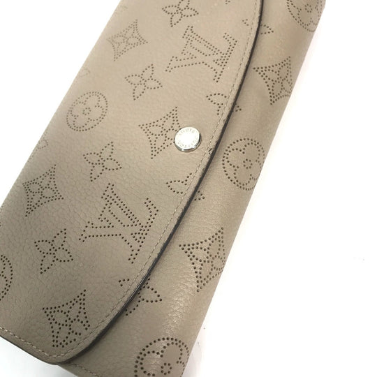 LOUIS VUITTON Long Wallet Purse M60144 Mahina leather beige Monogram Mahina Portefeuille Iris Women Used Authentic