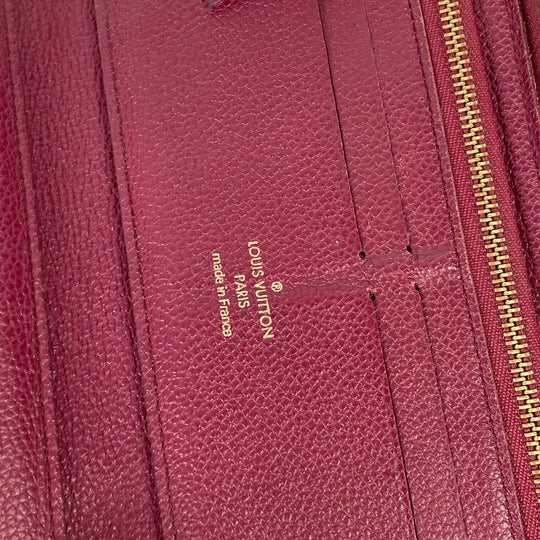 LOUIS VUITTON Long Wallet Purse M60359 Monogram Ann Platt Leather Red Monogram Ann Platt Portefeuille Wallet Ron Women Used Authentic