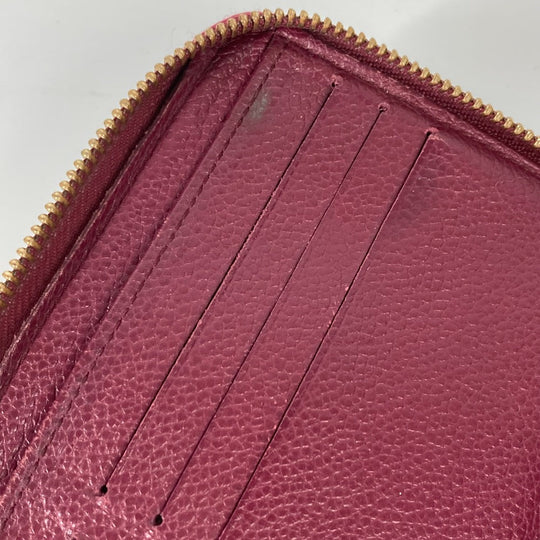 LOUIS VUITTON Long Wallet Purse M60359 Monogram Ann Platt Leather Red Monogram Ann Platt Portefeuille Wallet Ron Women Used Authentic