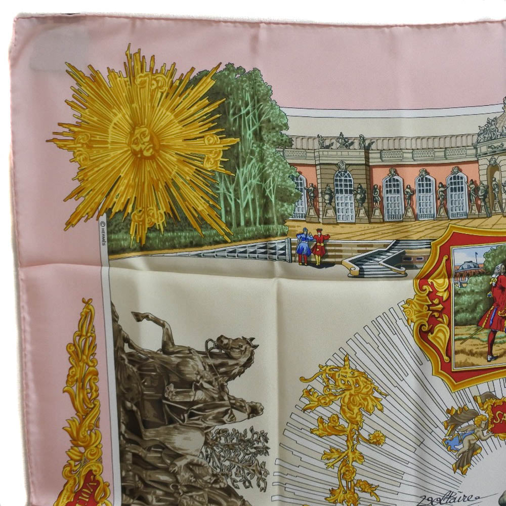 HERMES scarf silk pink SANSSOUCY Carre90 Women Used Authentic