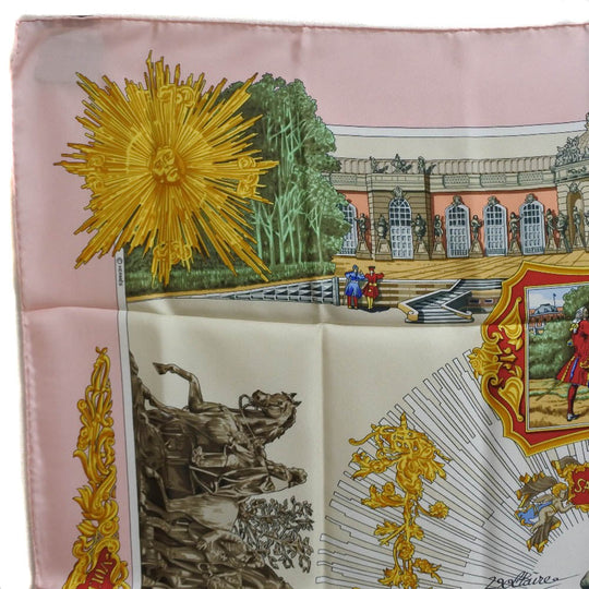 HERMES scarf silk pink SANSSOUCY Carre90 Women Used Authentic