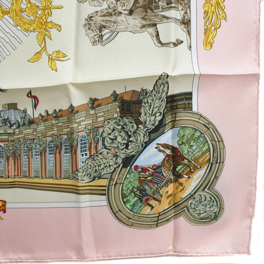 HERMES scarf silk pink SANSSOUCY Carre90 Women Used Authentic