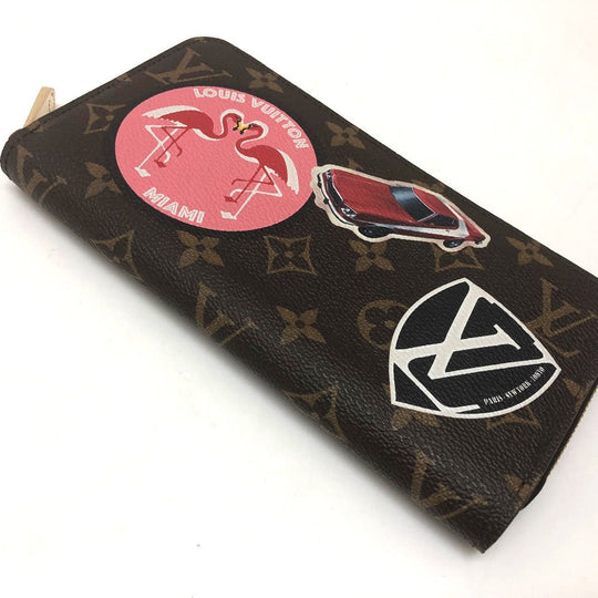 LOUIS VUITTON Long Wallet Purse M62149  Monogram canvas Brown Monogram sticker Zippy Wallet World Tour Women Used Authentic