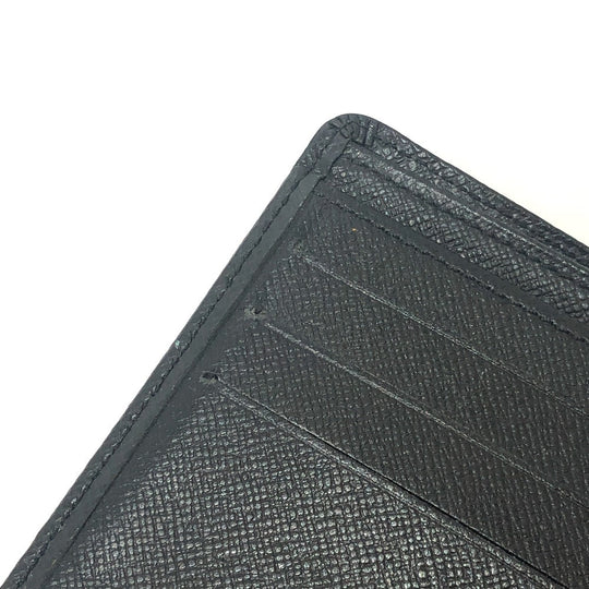 LOUIS VUITTON Folded wallet M30462 Taiga Leather black Porte Billets�ECartes Crdit mens Used Authentic