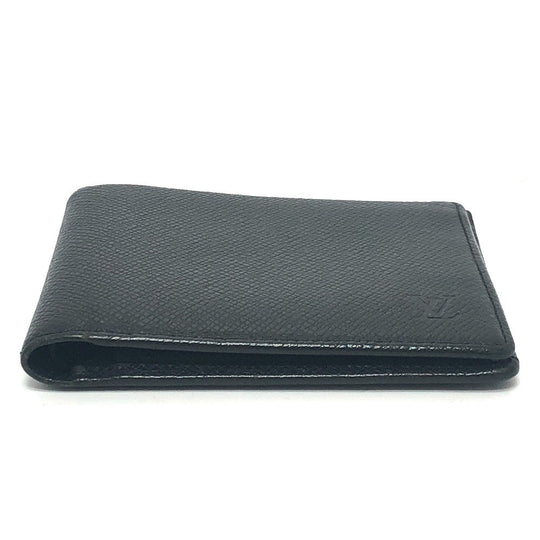 LOUIS VUITTON Folded wallet M30462 Taiga Leather black Porte Billets�ECartes Crdit mens Used Authentic