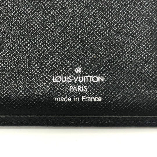 LOUIS VUITTON Folded wallet M30462 Taiga Leather black Porte Billets�ECartes Crdit mens Used Authentic
