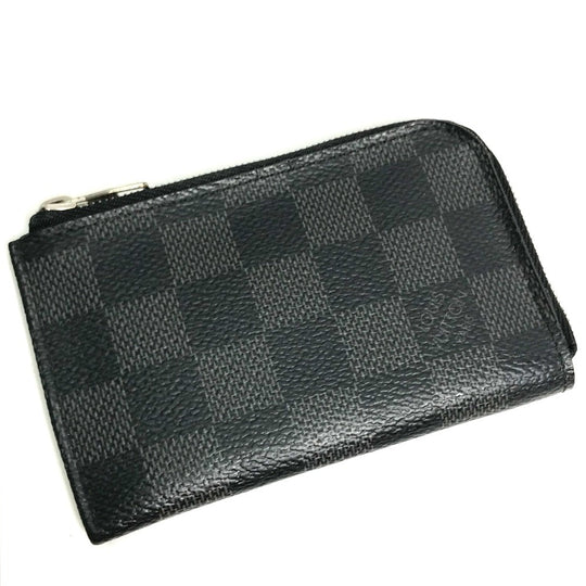 LOUIS VUITTON Coin case N61237 Damier Grafitto Canvas black Damier Grafitte Porto Monnaie mens Used Authentic