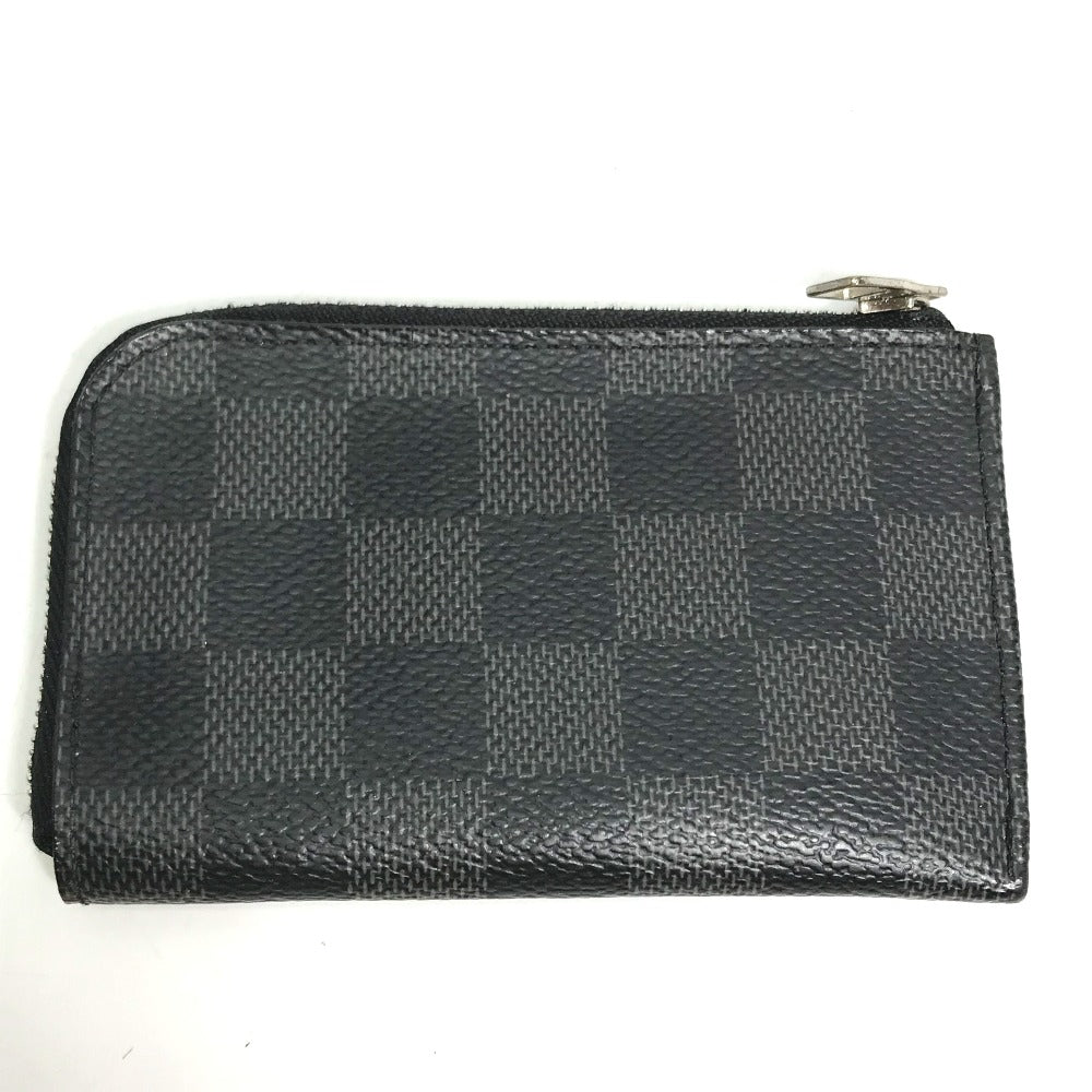 LOUIS VUITTON Coin case N61237 Damier Grafitto Canvas black Damier Grafitte Porto Monnaie mens Used Authentic