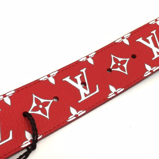 LOUIS VUITTON belt MP015 leather Red Louis Vuitton x Supreme Monogram Saintur LV Initial mens 100/40 Used Authentic