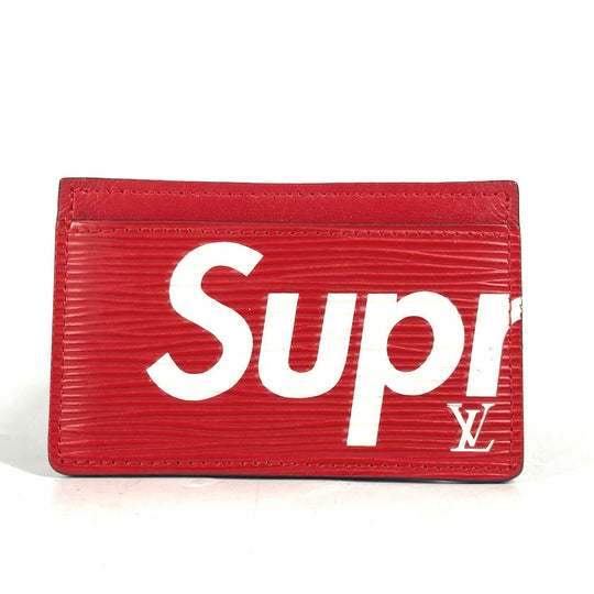 LOUIS VUITTON Card Case M67712 Epi Leather Red Epi Supreme collaboration supreme Porto Cult Simple mens Used Authentic