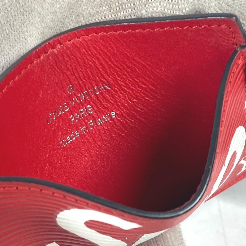 LOUIS VUITTON Card Case M67712 Epi Leather Red Epi Supreme collaboration supreme Porto Cult Simple mens Used Authentic
