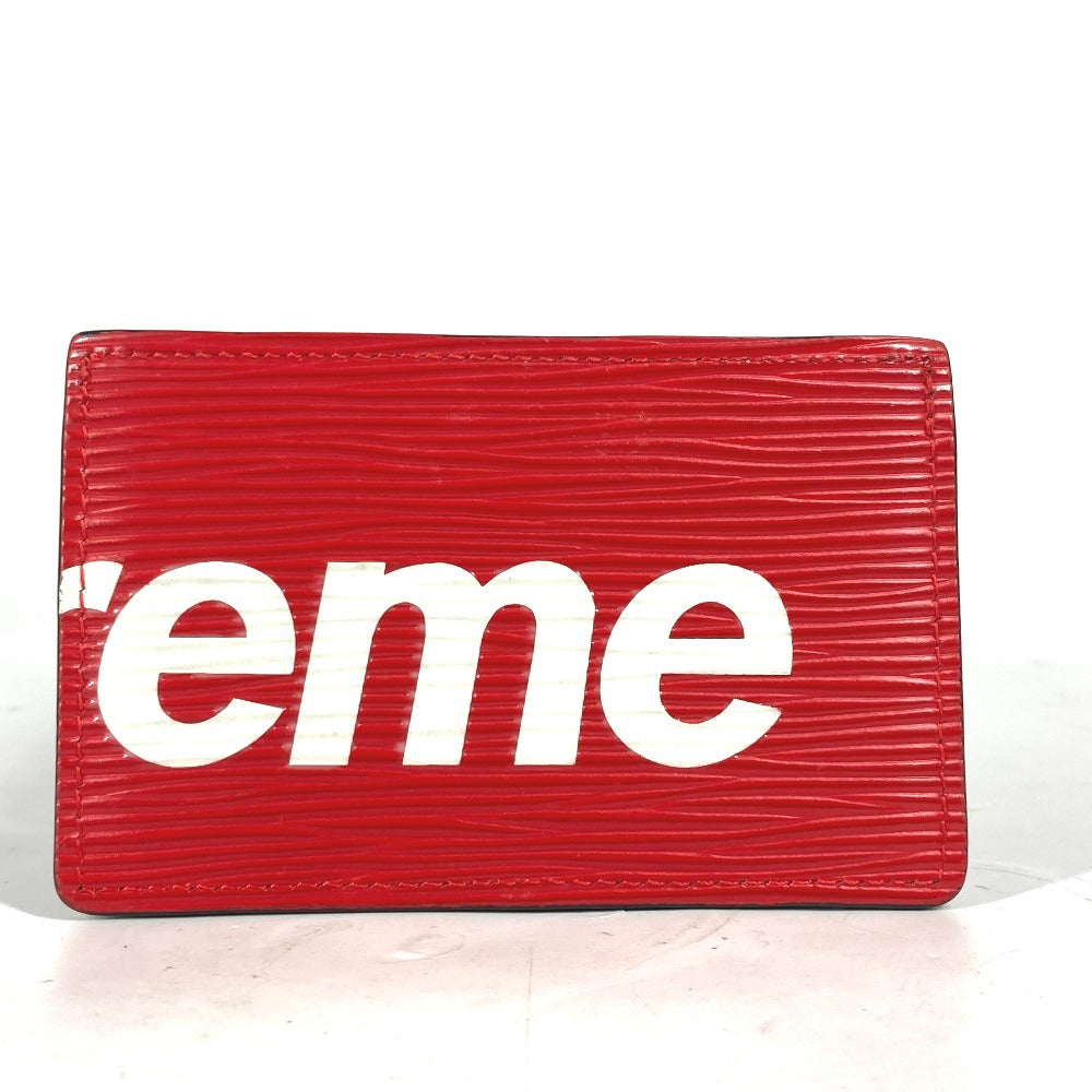 LOUIS VUITTON Card Case M67712 Epi Leather Red Epi Supreme collaboration supreme Porto Cult Simple mens Used Authentic