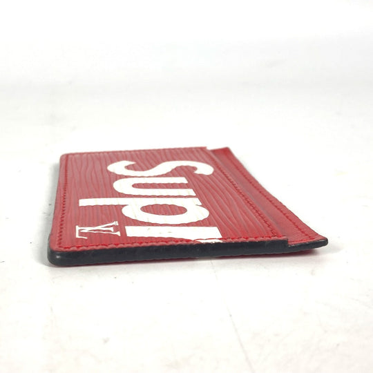 LOUIS VUITTON Card Case M67712 Epi Leather Red Epi Supreme collaboration supreme Porto Cult Simple mens Used Authentic