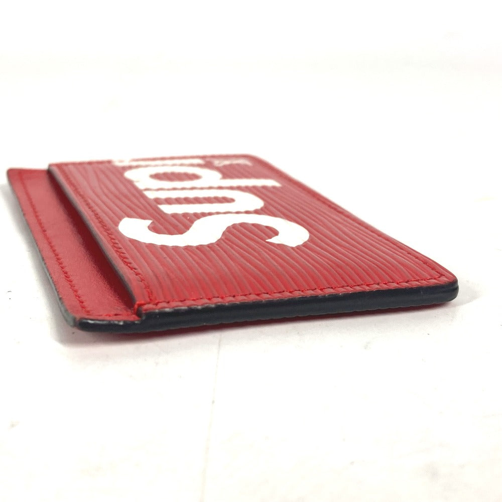 LOUIS VUITTON Card Case M67712 Epi Leather Red Epi Supreme collaboration supreme Porto Cult Simple mens Used Authentic