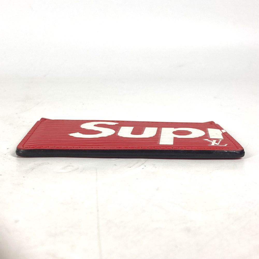 LOUIS VUITTON Card Case M67712 Epi Leather Red Epi Supreme collaboration supreme Porto Cult Simple mens Used Authentic