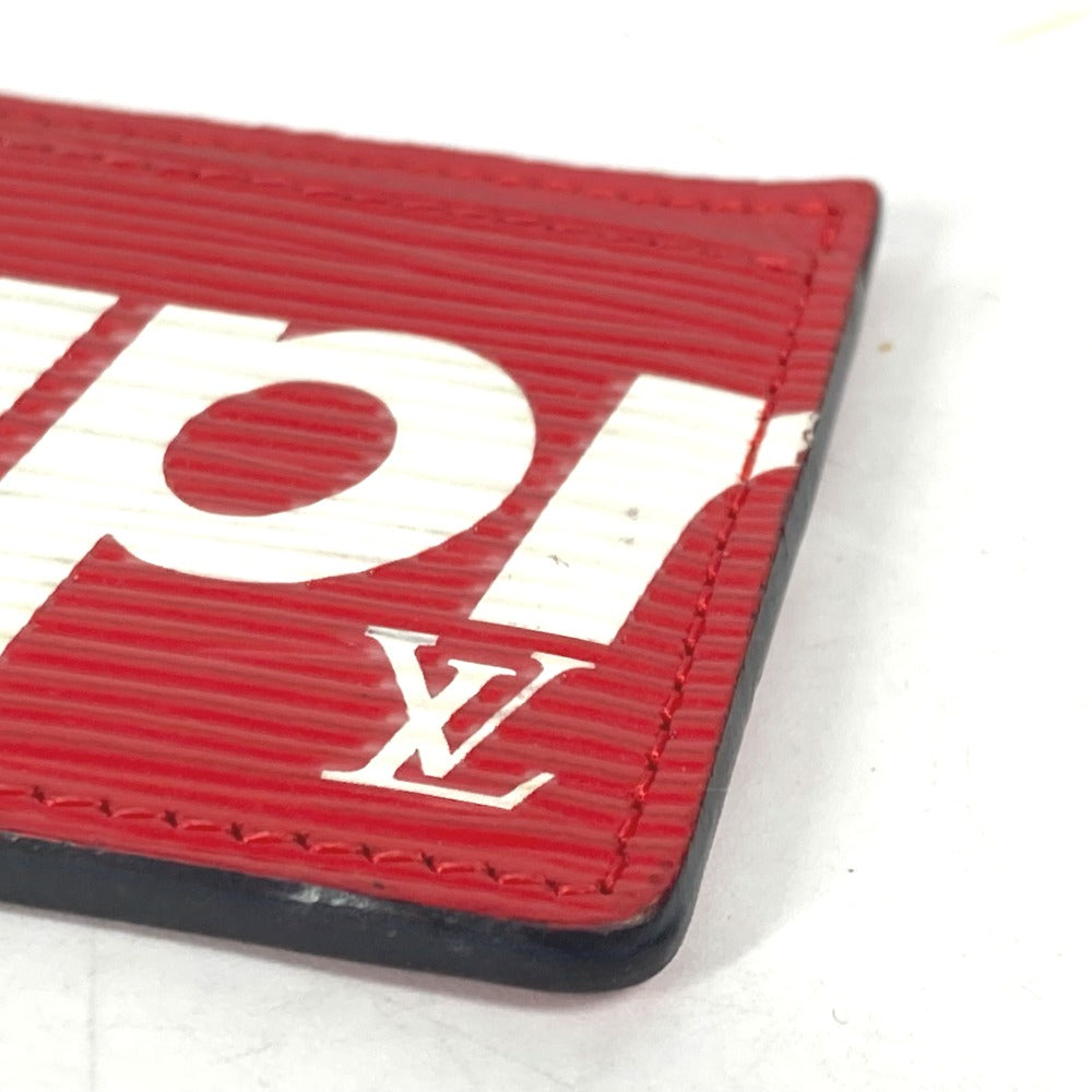 LOUIS VUITTON Card Case M67712 Epi Leather Red Epi Supreme collaboration supreme Porto Cult Simple mens Used Authentic